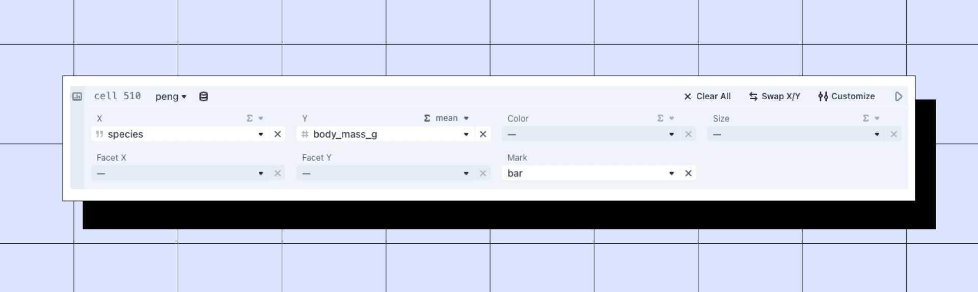Chart cell menu